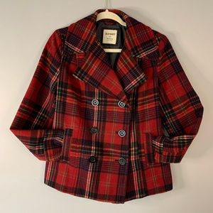 Old Navy, Scottish plaid pea coat women’s size medium